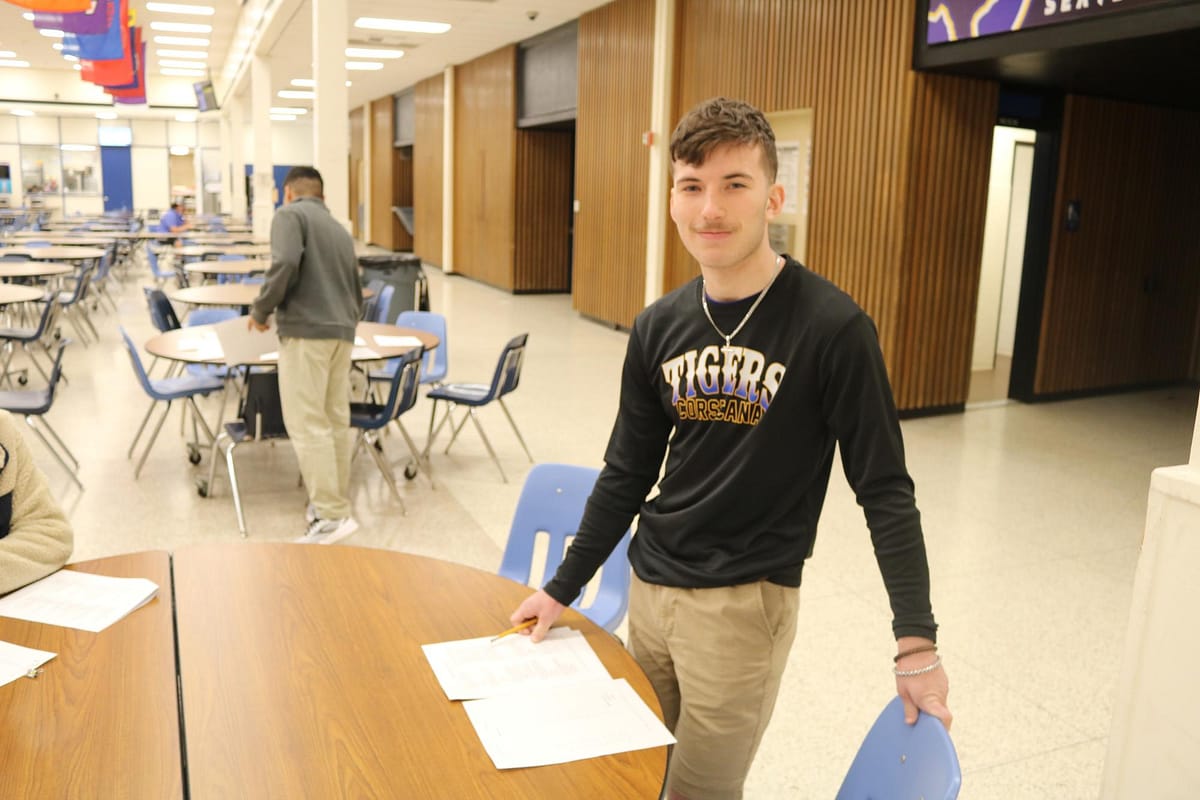 Liam Otto studying for debate