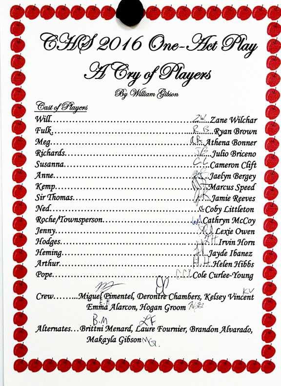 One Act Play Begins